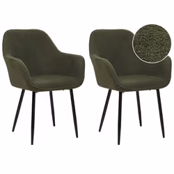 Lot de 2 chaises de salle à manger en tissu bouclé vert foncé ALDEN
