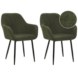 Lot de 2 chaises de salle à manger en tissu bouclé vert foncé ALDEN
