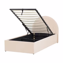 Lit avec coffre en velours beige 90 x 200 cm ANET
