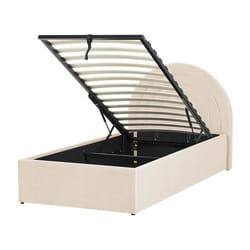 Lit avec coffre en velours beige 90 x 200 cm ANET