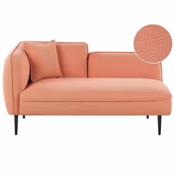 Méridienne dangle à gauche en tissu bouclé rose pêche CHEVANNES