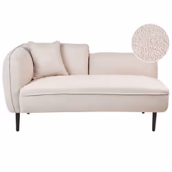 Méridienne dangle à gauche en tissu bouclé beige clair CHEVANNES