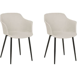 Ensemble de 2 Chaises de Repas Rembourrées avec Accoudoirs Design Rétro en Tissu Polyester Beige Clair Elim