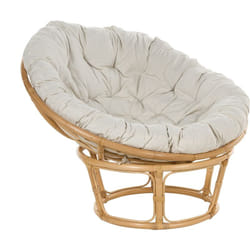 Beliani - Fauteuil Ton Naturel et Beige Clair en Rotin Coton et Soie Artificielle Rond