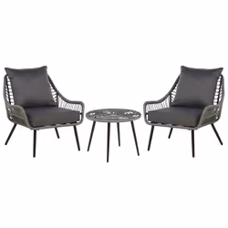 Ensemble de bistrot en polyrotin gris LAURETO