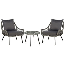 Ensemble de bistrot en polyrotin gris LAURETO