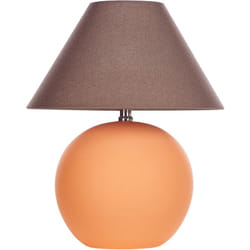 Beliani - Lampe à Poser Orange en Céramique Abat-Jour Conique en Lin Peint à la Main Limia