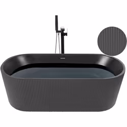 Baignoire centrale cannelée. Entrez dans le royaume du luxe moderne avec cette élégante baignoire centrale au coloris noir ma ...