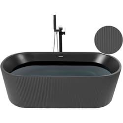 Baignoire Îlot Ovale en Acrylique Noire Cannelée 169 x 80 cm Design Moderne Gocta