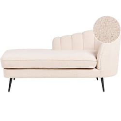 Beliani - Divan Côté Gauche Beige Clair Bois d'Eucalyptus et Métal Dossier Coquillage Allier