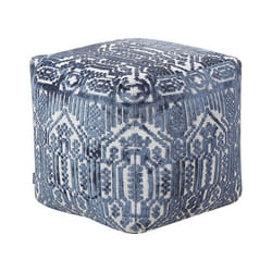 Pouf bleu à motif géométrique SANAWAN