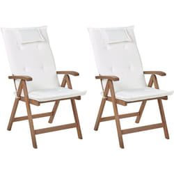 Chaises de Jardin Pliables et Inclinables Accoudoirs en Bois d'Acacia Foncé Amantea