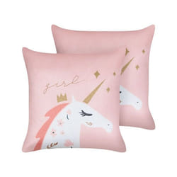 Lot de 2 coussins en velours à motif de licorne rose 45 x 45 cm UNIOLA
