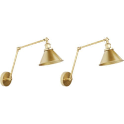 Beliani - Lot de de 2 Lampes Murales E27 Max 40W en Métal Doré à Bras Flexible Industriel Narva
