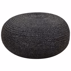 Pouf en jute tissé noir TIFELT