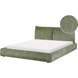 Beliani - Lit Double Rembourré Design Contemporain 160 x 200 cm en Velours Côtelé Vert Vinay