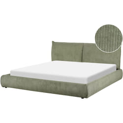 Beliani - Lit Double Rembourré Design Contemporain 180 x 200 cm en Velours Côtelé Vert Vinay