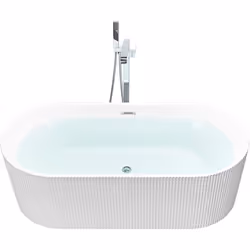 Baignoire centrale cannelée. Entrez dans le royaume du luxe moderne avec cette élégante baignoire centrale au coloris blanc m ...