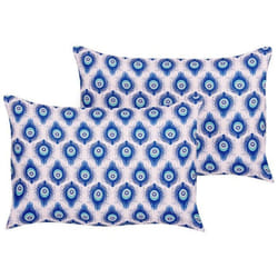 Lot de 2 coussins de jardin à motif de paon bleu et rose 40 x 60 cm CERIANA