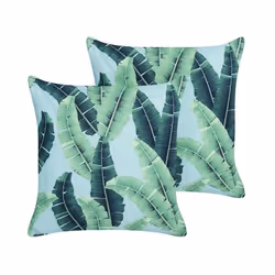 Lot de 2 coussins dextérieur à motif de feuilles verts 45 x 45 cm BOISSANO