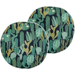 2 Coussins Décoratifs de Jardin Tissu Vert à Motif de Cactus 40 x 40 cm Bussana