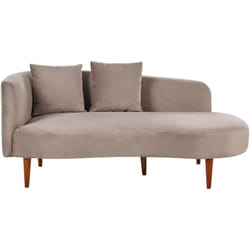 Beliani - Chaise Longue Côté Gauche avec Coussins Extra en Velours Taupe Chaumont