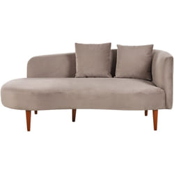 Beliani - Chaise Longue Côté Droit avec Coussins Extra en Velours Taupe Chaumont