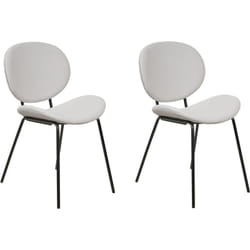 Lot de 2 Chaises de Salle à Manger Design Rétro Sans Accoudoirs en Velours Gris Clair et Pieds Noirs en Métal Luana