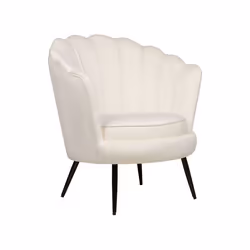 Fauteuil fleur en velours blanc cassé LOVIKKA