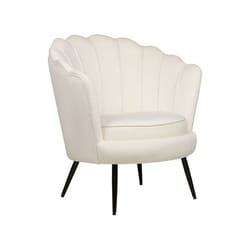 Fauteuil fleur en velours blanc cassé LOVIKKA