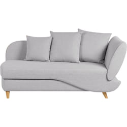 Beliani - Chaise Longue Moderne 2 Places à Droite avec Rangement et Coussins en Tissu Lin Gris Clair Meri ii