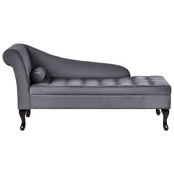 Chaise longue côté gauche en velours gris foncé avec rangement PESSAC