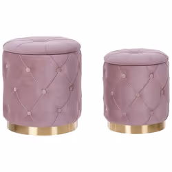 Set de 2 poufs en velours rose avec rangement PUEBLO
