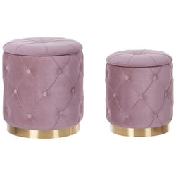 Set de 2 poufs en velours rose avec rangement PUEBLO