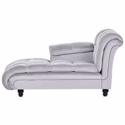 Chaise longue côté droit en velours gris clair LORMONT