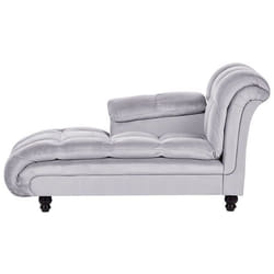 Chaise longue côté droit en velours gris clair LORMONT