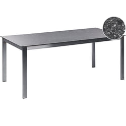 Table de Jardin 6 places 180 x 90 cm Plateau en Verre Céramique Trempé Structure en Acier Inoxydable Noir Cosoleto