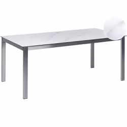 Table d'extérieur avec plateau en verre céramique trempé. Cette table d'extérieur ajoutera du style, du confort et de la soph ...