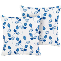 Beliani - Lot de 2 Coussins d'Extérieur Blanc et Bleu à Motif de Feuilles 45 x 45 cm Torbora