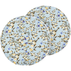 Beliani - Lot de 2 Coussins d'Extérieur en Tissu ⌀ 40 cm Motif Floral Rond Bleu Valloria