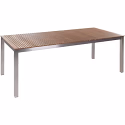 Table d'extérieur en bois. Pièce essentielle pour votre jardin, cette élégante table à manger d'extérieur vous sera d'une gra ...