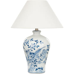 Beliani - Lampe de Table à Poser en Porcelaine Blanc et Bleu Peint à la Main 54 cm Magros