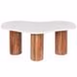 Table basse en marbre blanc et bois clair CASABLANCA