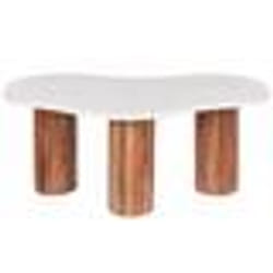 Table basse en marbre blanc et bois clair CASABLANCA