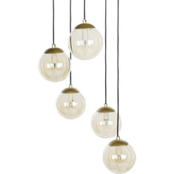 Beliani - Lampe Suspension en Verre et Acier Doré Ampoule E14 non Incluse 5 Lumières Noel