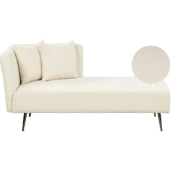 Divan Côté Gauche en Polyester Blanc Bois d'Eucalyptus et Métal Rembourré Riom