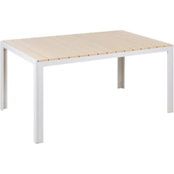 Table de Jardin Style Scandinave 150 x 90 cm en Aluminium et Bois Synthétique Beige Como
