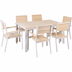 Set de jardin 6 places de style moderne et scandinave. Créé pour une utilisation en extérieur, cet ensemble de salle à manger ...