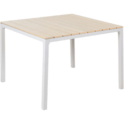Table de Jardin 95 x 95 cm en Aluminium Blanc et Bois Synthétique Beige Prato