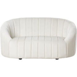 Canapé 2 Places Coquillage en Velours Blanc Cassé Assise Profilée Style Rétro Malung